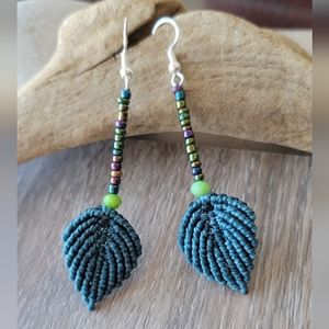 Handmade Leaf Macrame Earrings